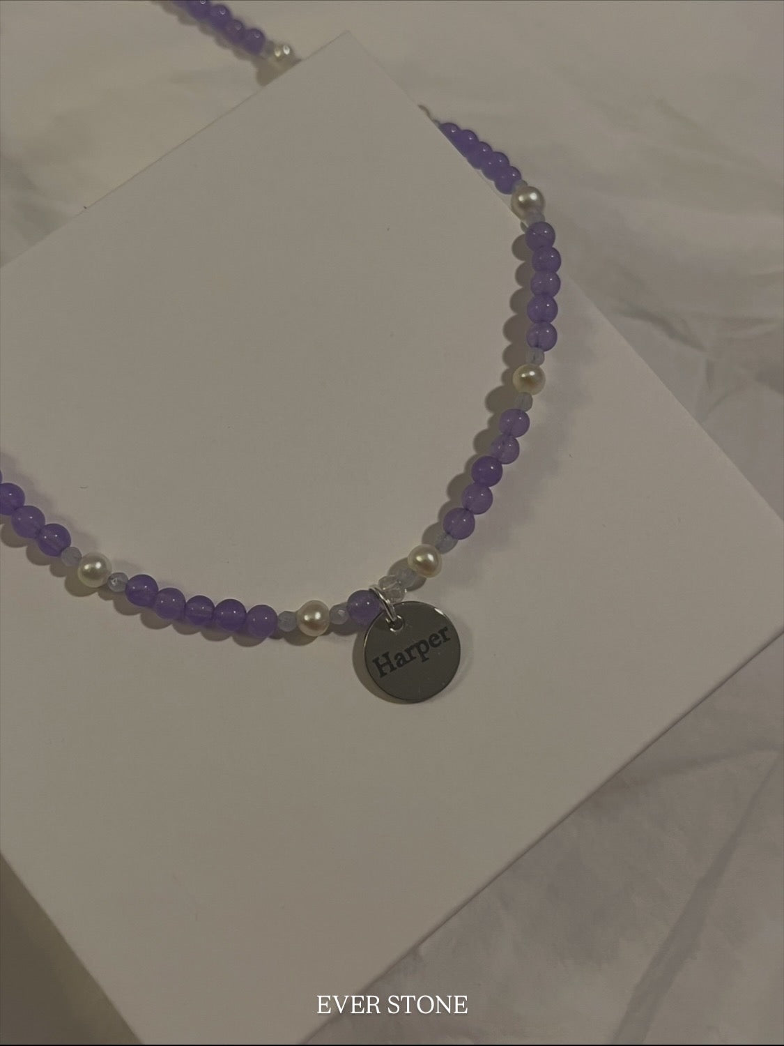 Purple jade kids safety necklace