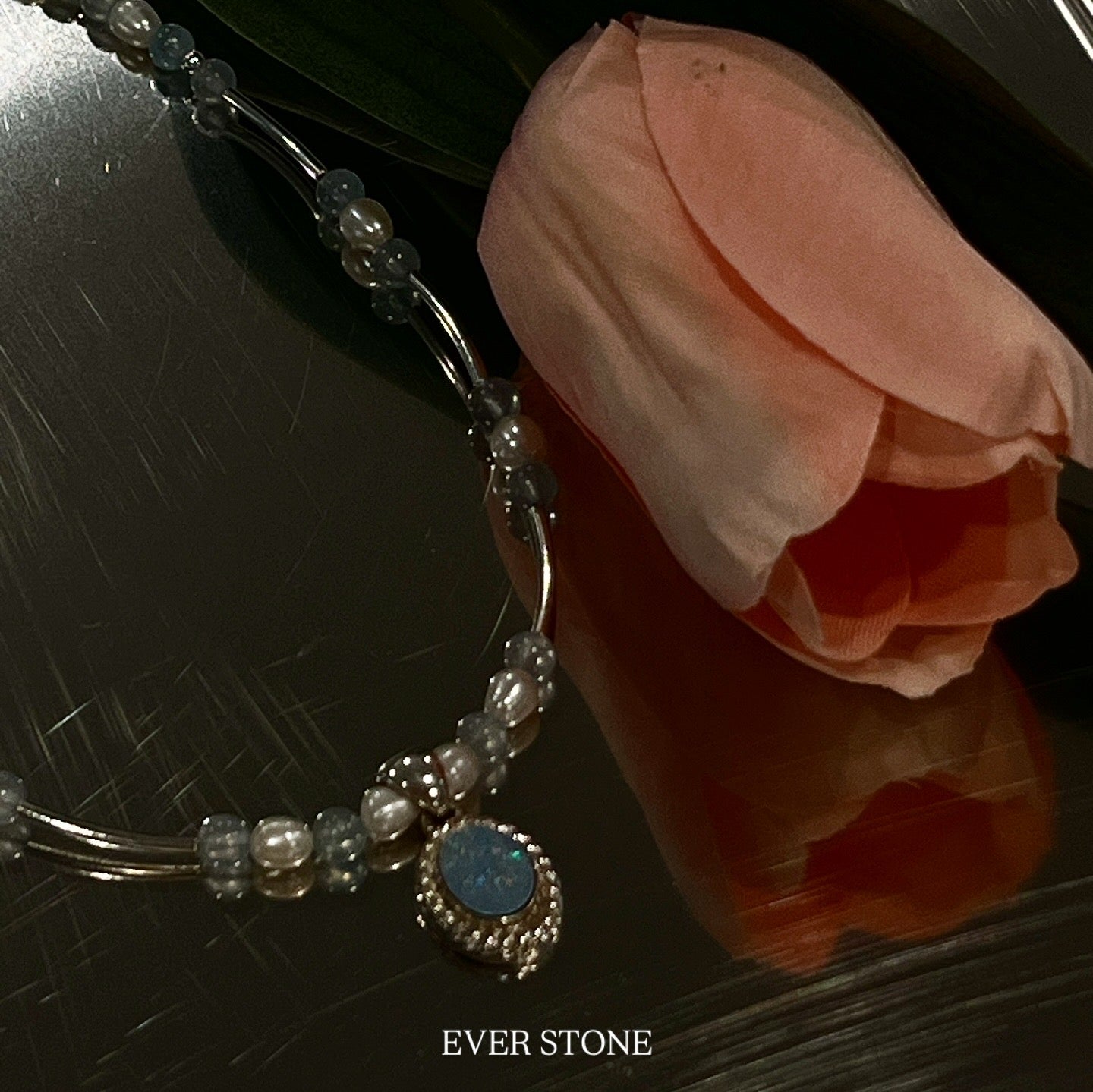 Antique silver sky bloom necklace