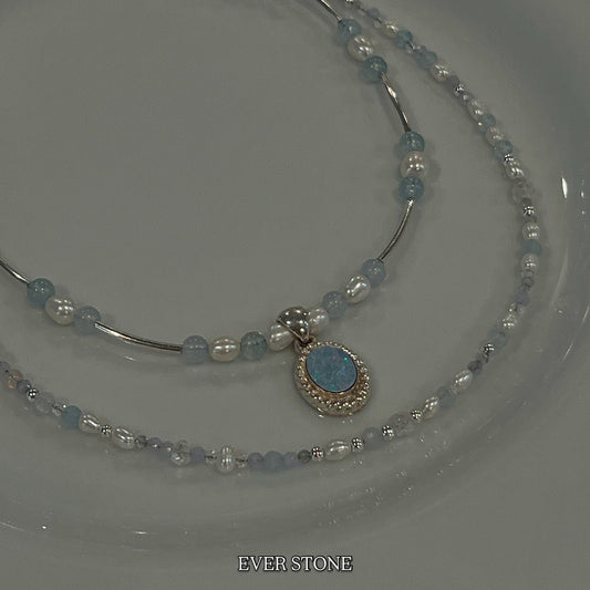 Antique silver sky bloom necklace