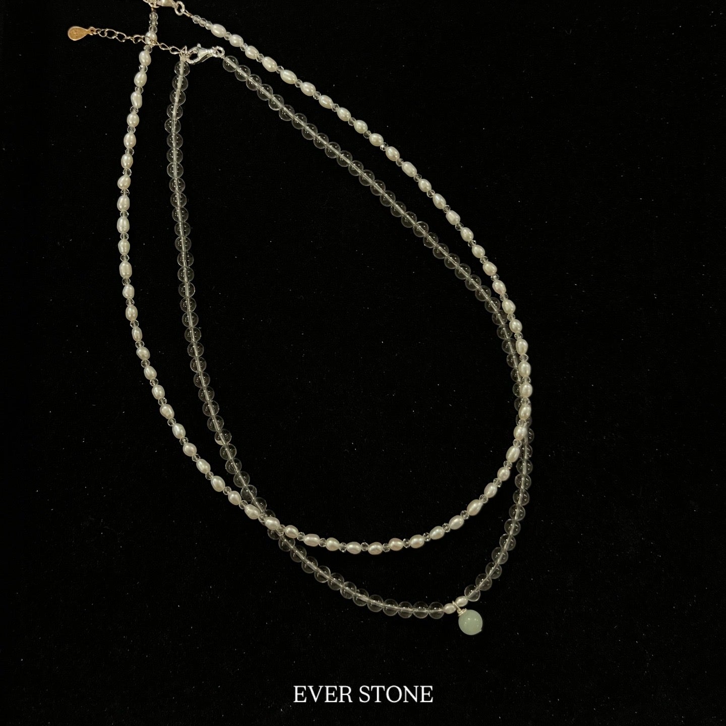 Soft green jade layered necklaces