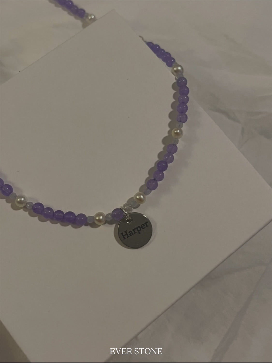 Purple jade kids safety necklace