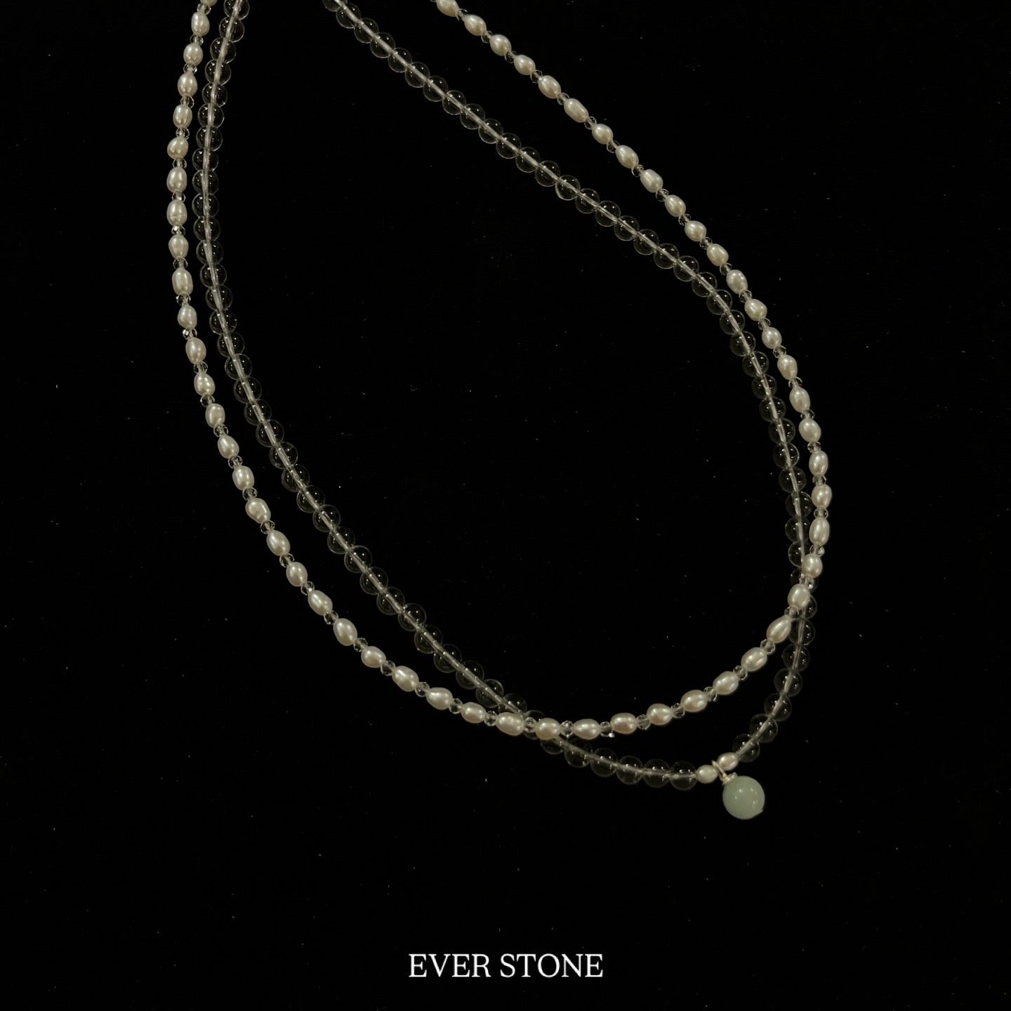 Soft green jade layered necklaces