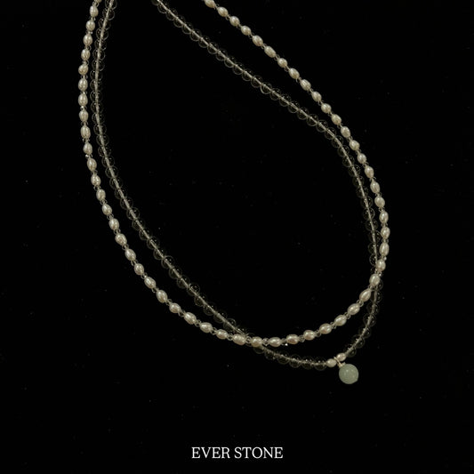 Soft green jade layered necklaces
