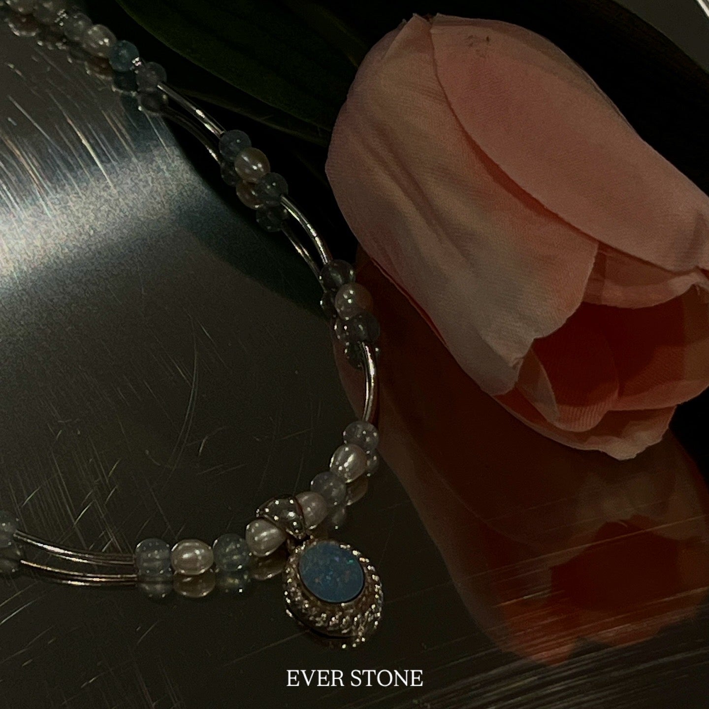 Antique silver sky bloom necklace