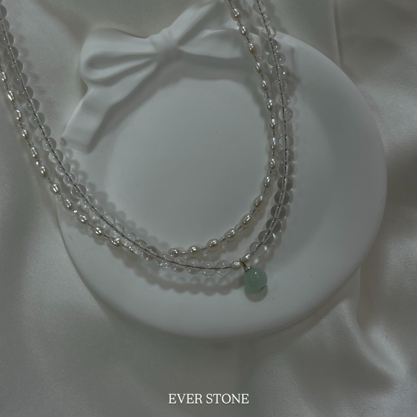 Soft green jade layered necklaces